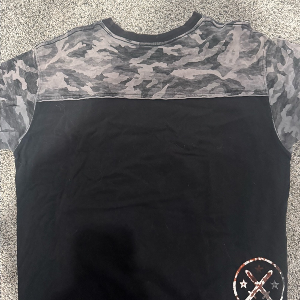 Affliction Black and Gray Camo Short Sleeve Tee